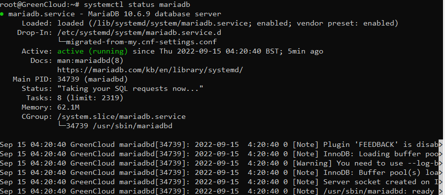 To Install MariaDB on 20.04 - GreenCloud Documentation