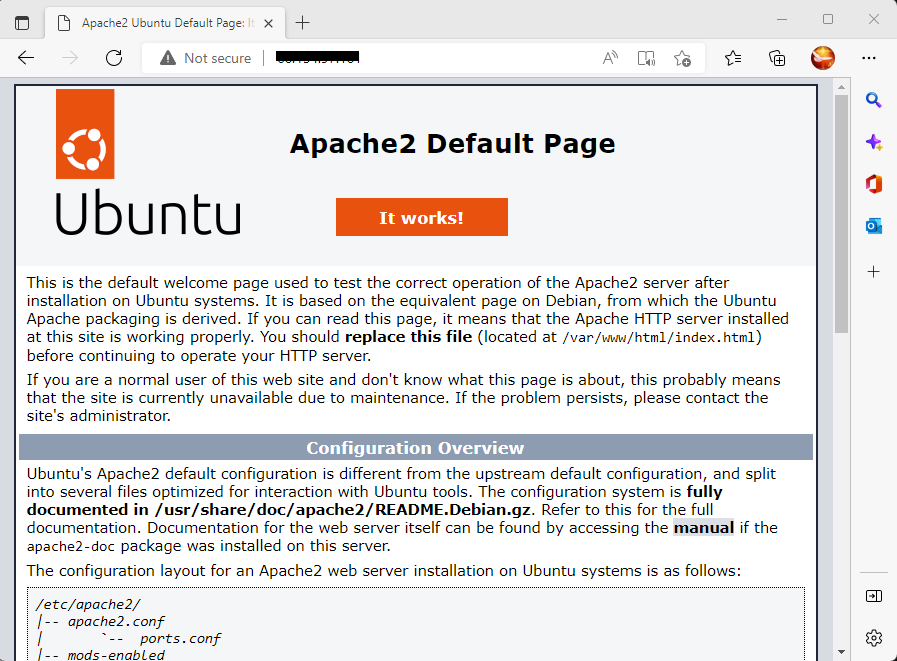 default Apache webpage