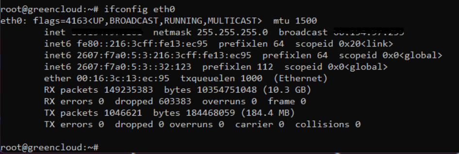 ifconfig enp0s3 terminal output