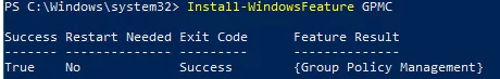 Add Group Policy Management feature via Server Manager