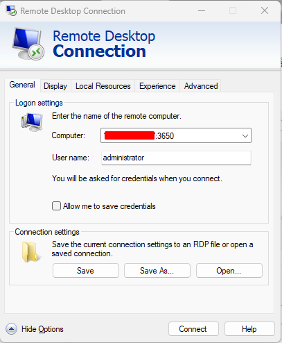 Image showing the first step of MFA login to Remote Desktop using Google Authenticator