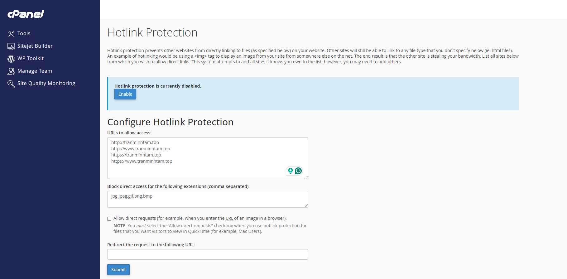 How to Enable Leech Protection in cPanel