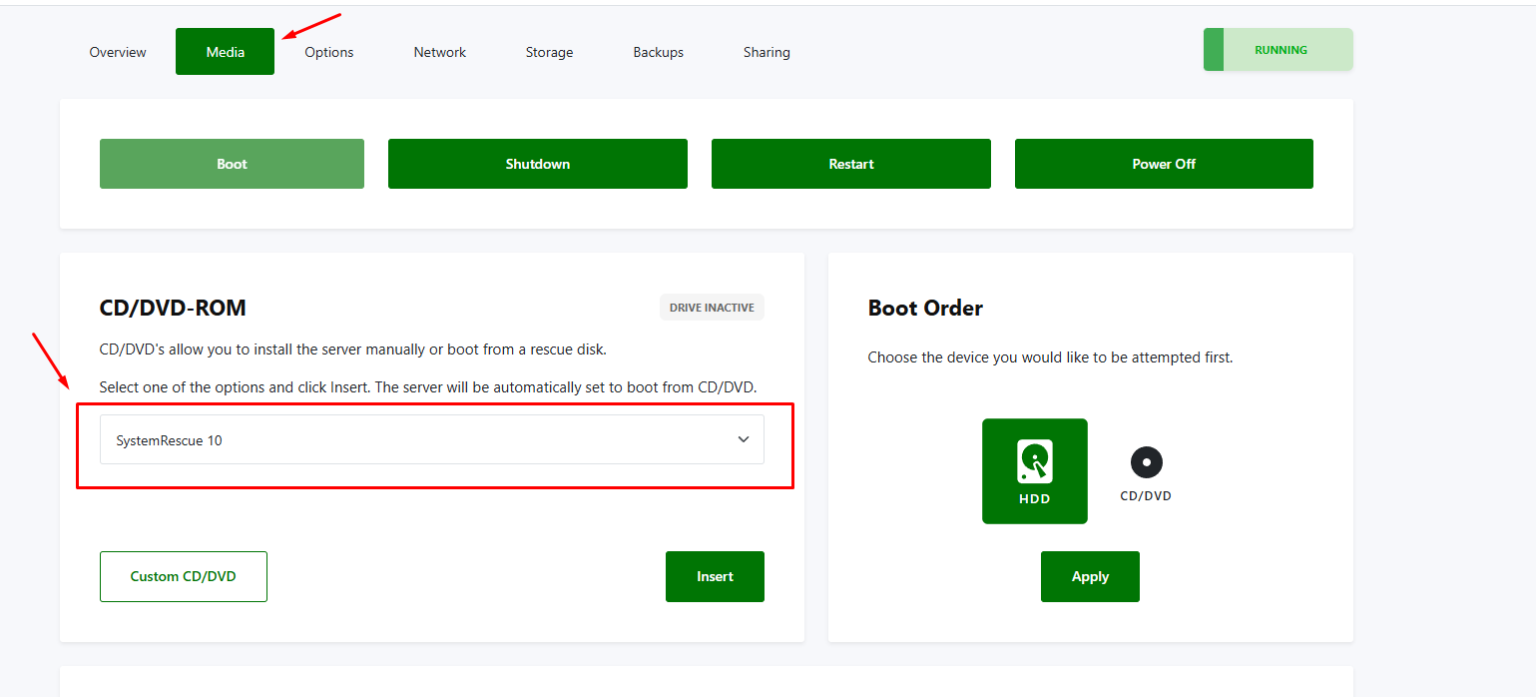How to use the Rescue Mode in Virtfusion - GreenCloud Documentation