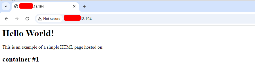 Webpage hosted on container