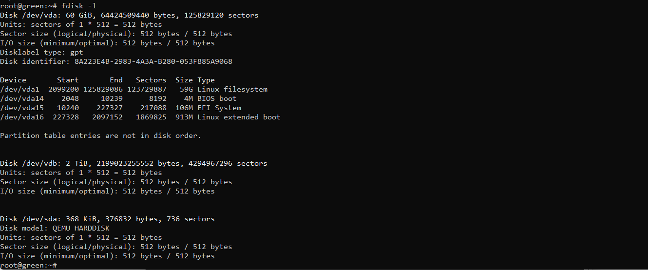How to mount a partitions in Linux - GreenCloud Documentation